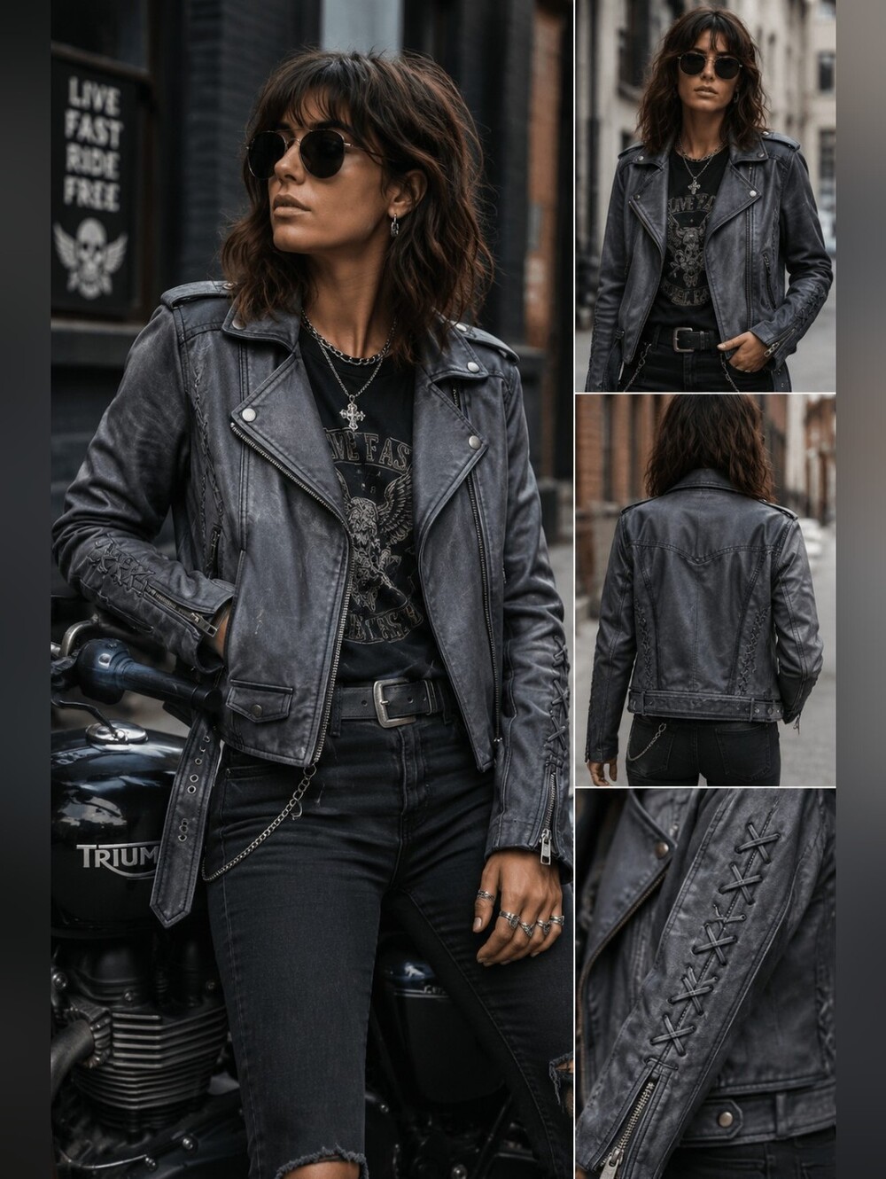 Blank NYC Faux Leather Moto Jacket Grey